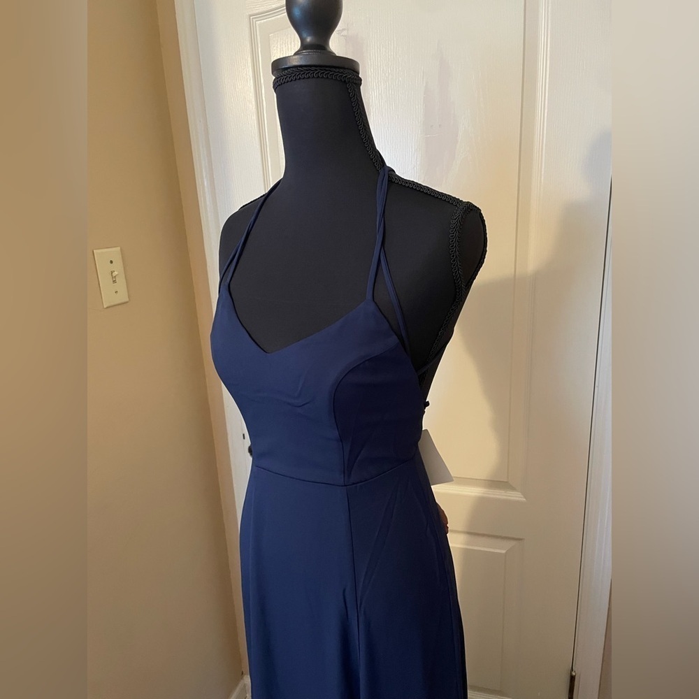 Show Me Your Mumu SIze XXS Godshaw Goddess Gown Strappy Back Rich Navy Crisp - Picture 5 of 10
